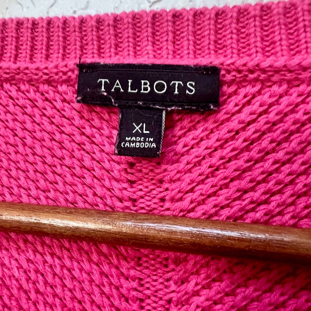 Talbots Women's Pink Crew‎ Neck Long Sleeve Pima Cotton Sweater XL - Picture 3 of 6